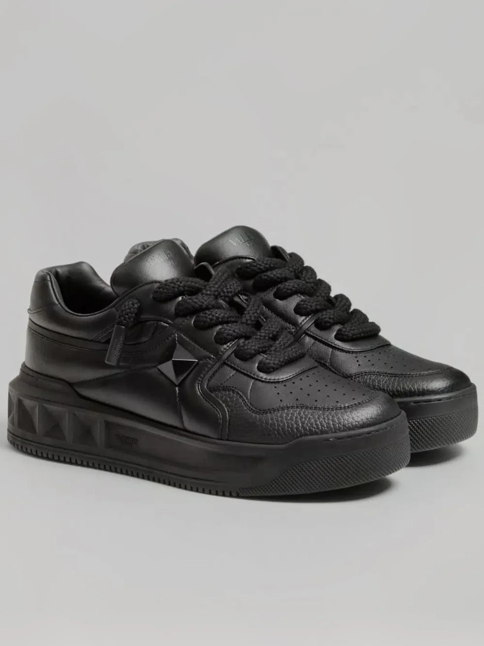 Valentino Garavani Black Leather Low-Top Sneakers